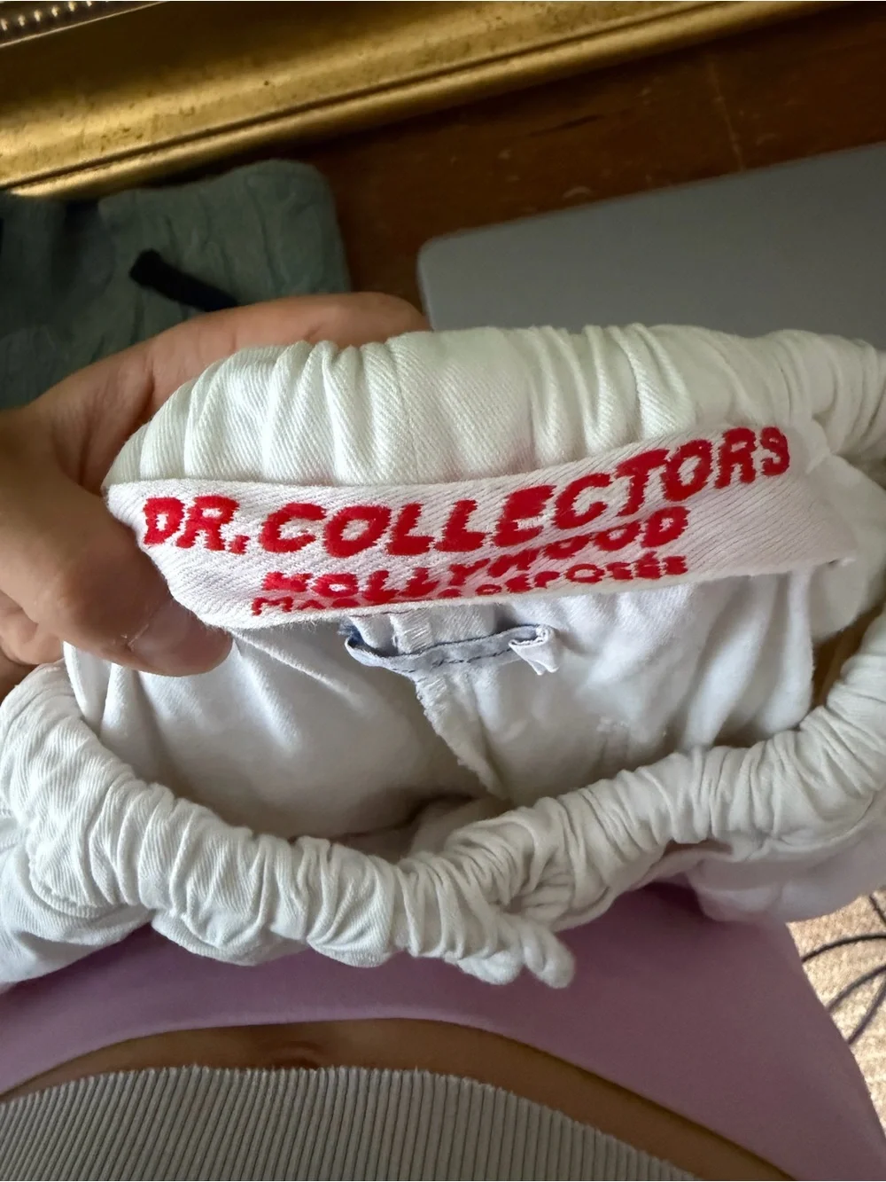Dr. Collectors Classic White Drawstring Pants , Teddy Forever